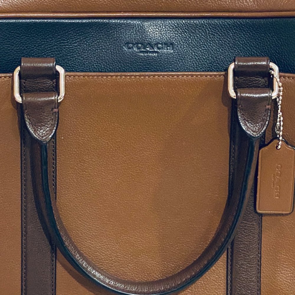 Authentic  COACH F56018 Slim Brief Tan/Brown/Blue